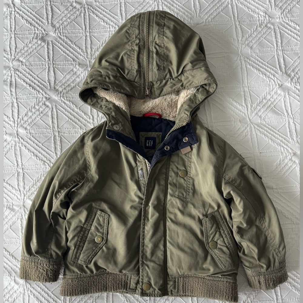 GAP | Toddler Lined Bomber Jacket | Olive Green | Size 3T